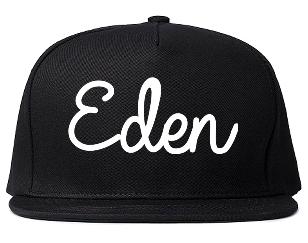 Eden North Carolina NC Script Mens Snapback Hat Black