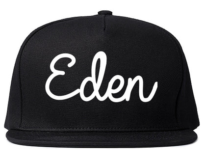 Eden North Carolina NC Script Mens Snapback Hat Black
