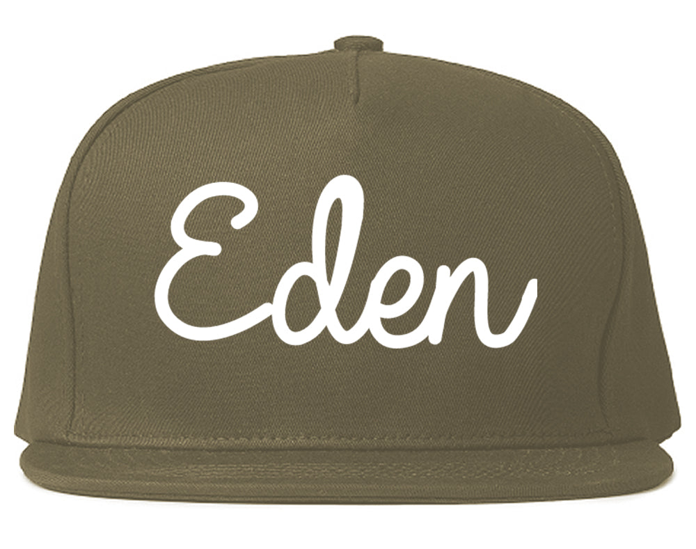 Eden North Carolina NC Script Mens Snapback Hat Grey