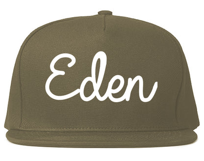 Eden North Carolina NC Script Mens Snapback Hat Grey