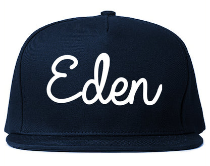 Eden North Carolina NC Script Mens Snapback Hat Navy Blue