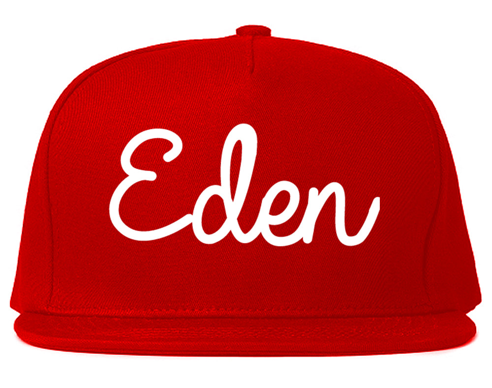 Eden North Carolina NC Script Mens Snapback Hat Red