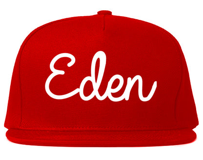 Eden North Carolina NC Script Mens Snapback Hat Red