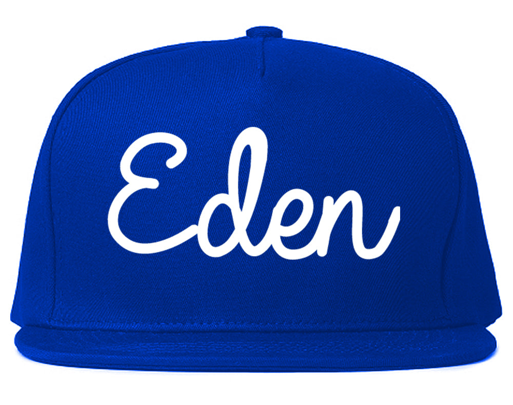 Eden North Carolina NC Script Mens Snapback Hat Royal Blue