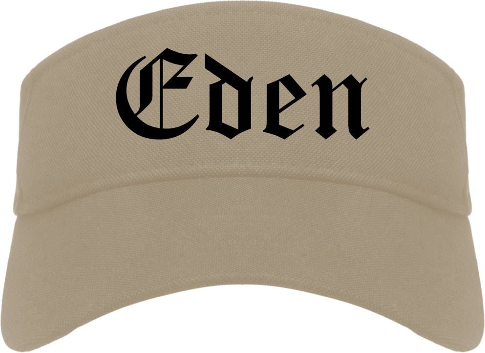 Eden North Carolina NC Old English Mens Visor Cap Hat Khaki