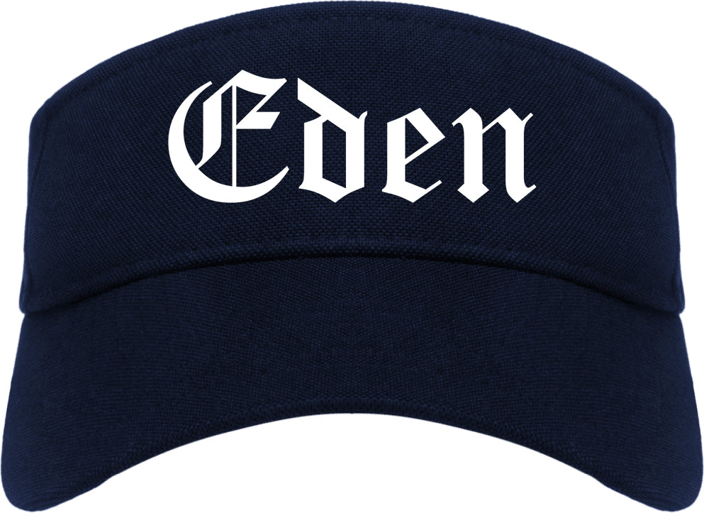 Eden North Carolina NC Old English Mens Visor Cap Hat Navy Blue