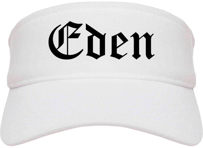 Eden North Carolina NC Old English Mens Visor Cap Hat White