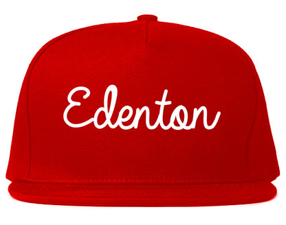 Edenton North Carolina NC Script Mens Snapback Hat Red