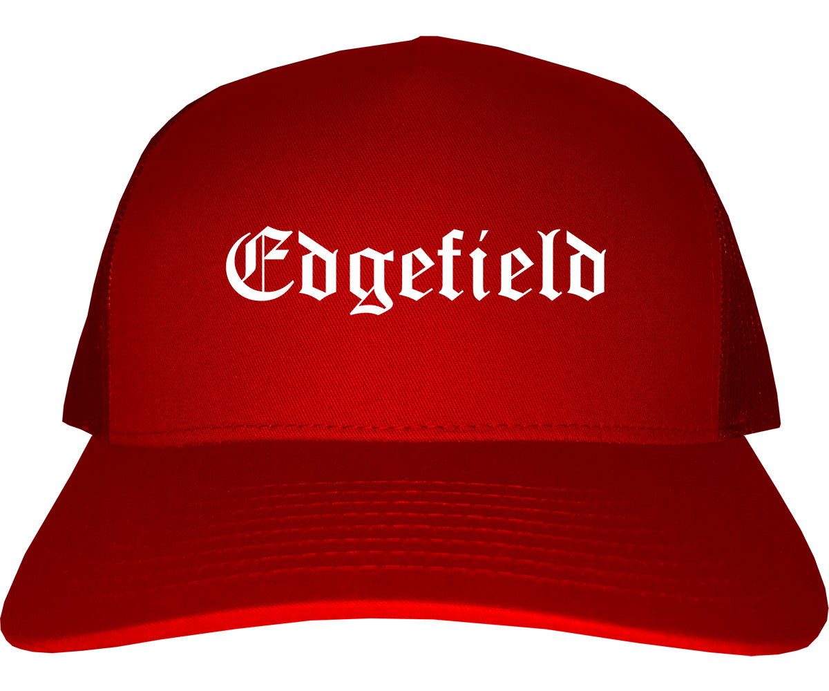 Edgefield South Carolina SC Old English Mens Trucker Hat Cap Red