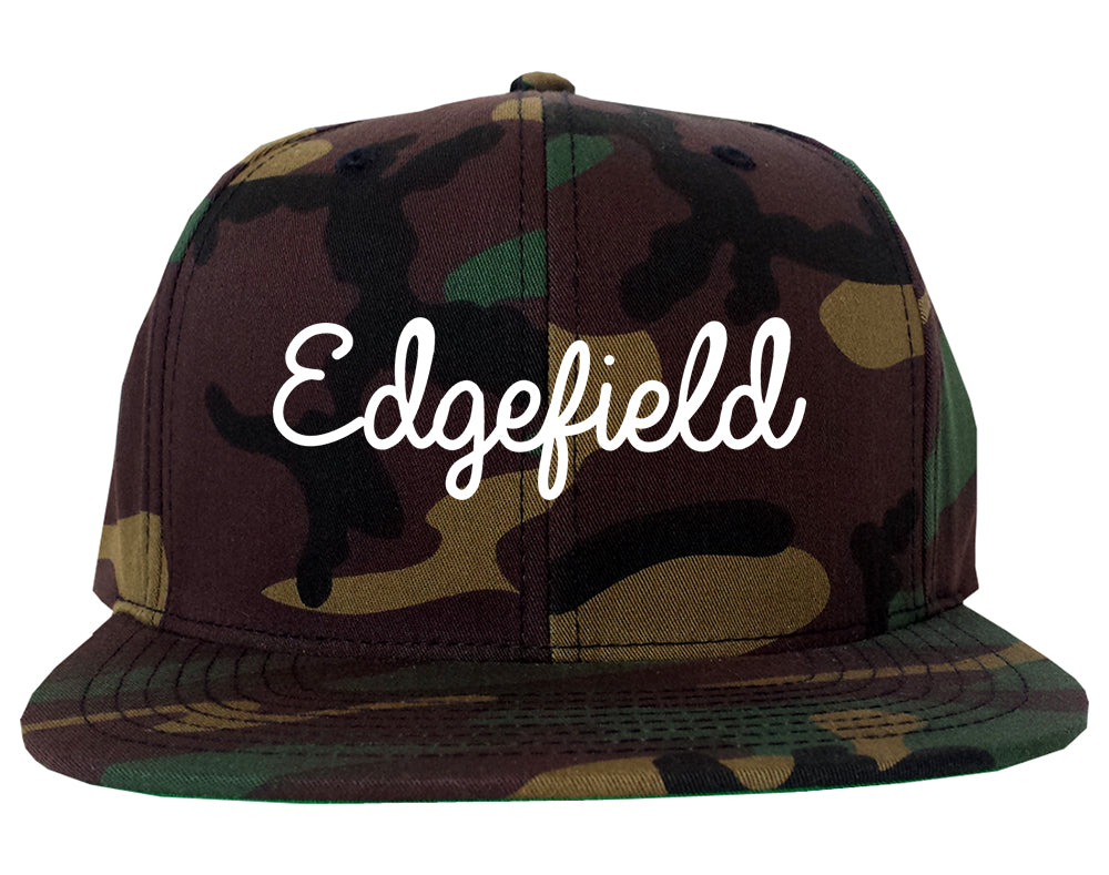 Edgefield South Carolina SC Script Mens Snapback Hat Army Camo