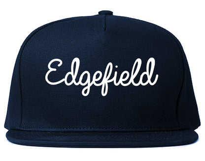 Edgefield South Carolina SC Script Mens Snapback Hat Navy Blue