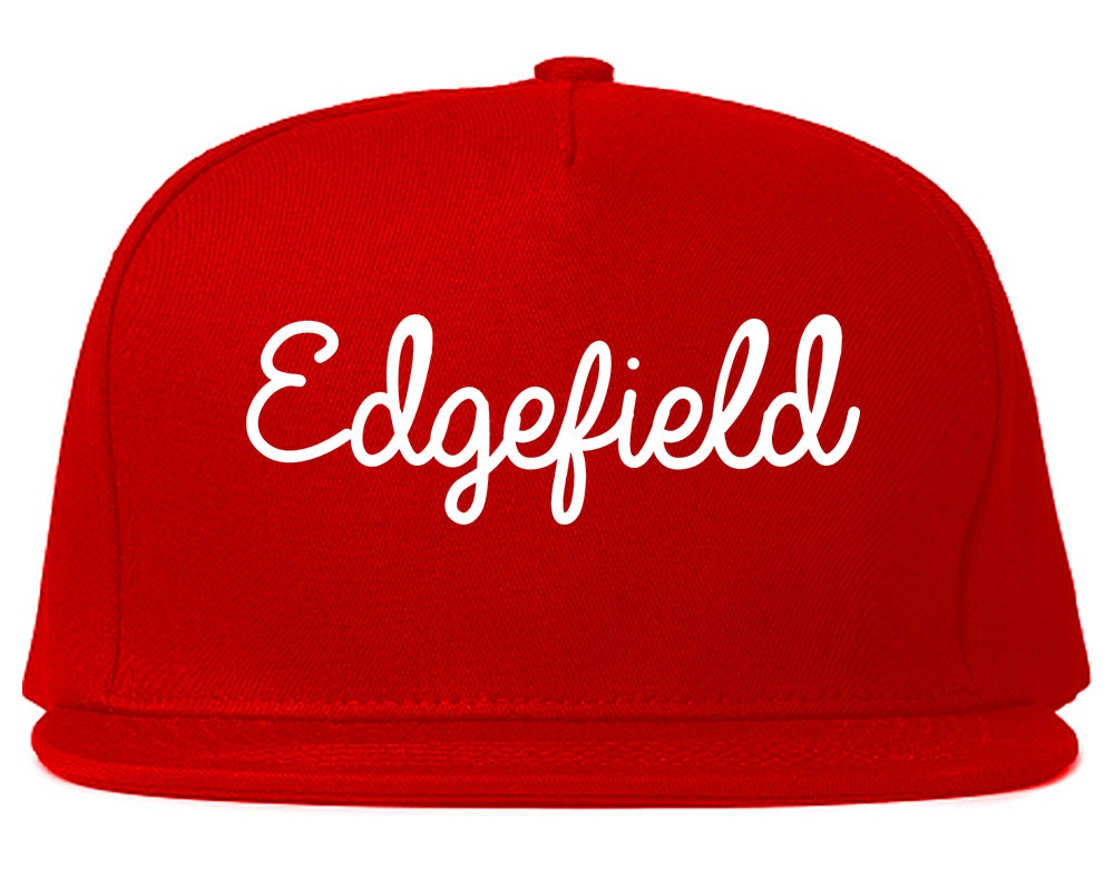 Edgefield South Carolina SC Script Mens Snapback Hat Red