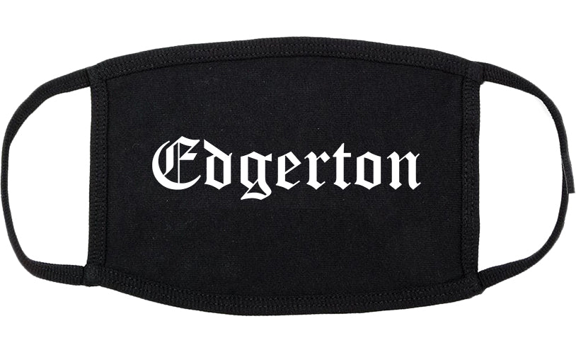 Edgerton Wisconsin WI Old English Cotton Face Mask Black