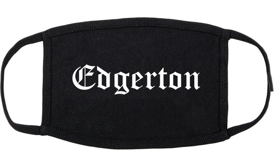 Edgerton Wisconsin WI Old English Cotton Face Mask Black