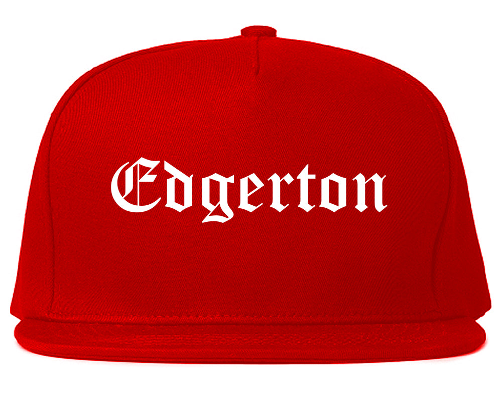 Edgerton Wisconsin WI Old English Mens Snapback Hat Red