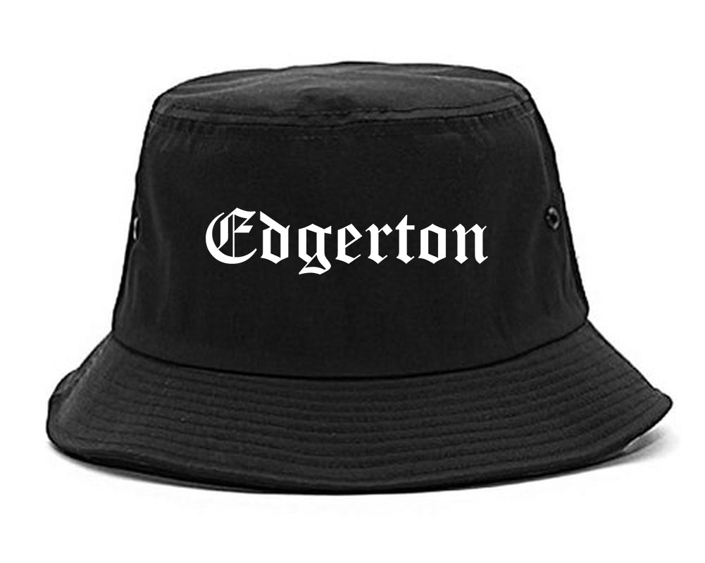 Edgerton Wisconsin WI Old English Mens Bucket Hat Black