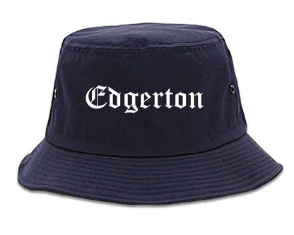 Edgerton Wisconsin WI Old English Mens Bucket Hat Navy Blue