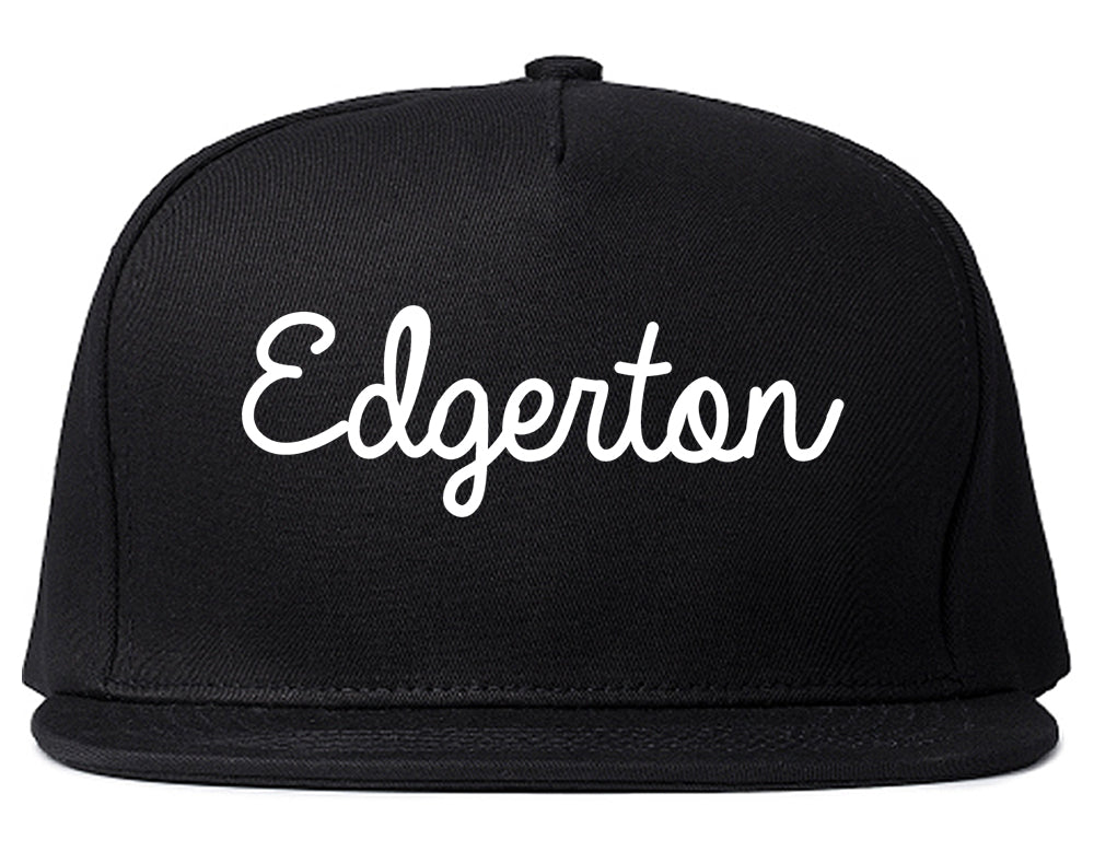 Edgerton Wisconsin WI Script Mens Snapback Hat Black