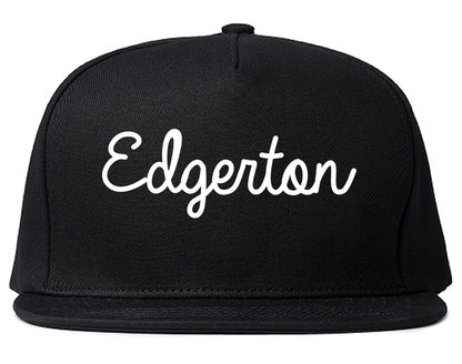 Edgerton Wisconsin WI Script Mens Snapback Hat Black