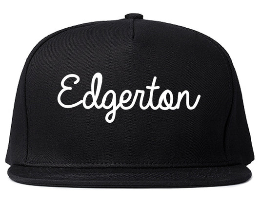 Edgerton Wisconsin WI Script Mens Snapback Hat Black