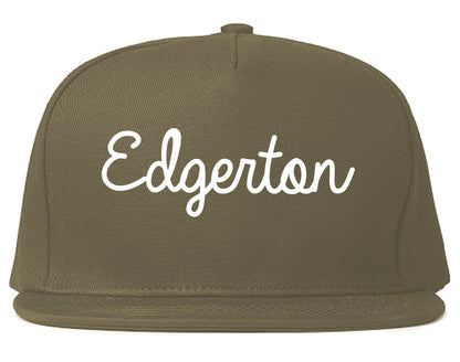 Edgerton Wisconsin WI Script Mens Snapback Hat Grey