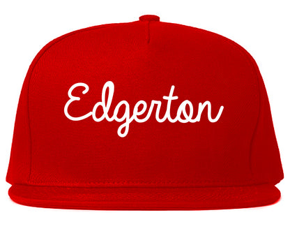 Edgerton Wisconsin WI Script Mens Snapback Hat Red