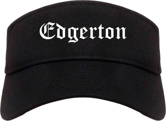 Edgerton Wisconsin WI Old English Mens Visor Cap Hat Black