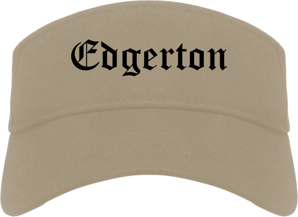 Edgerton Wisconsin WI Old English Mens Visor Cap Hat Khaki