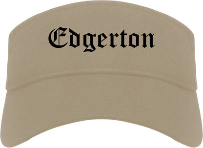 Edgerton Wisconsin WI Old English Mens Visor Cap Hat Khaki