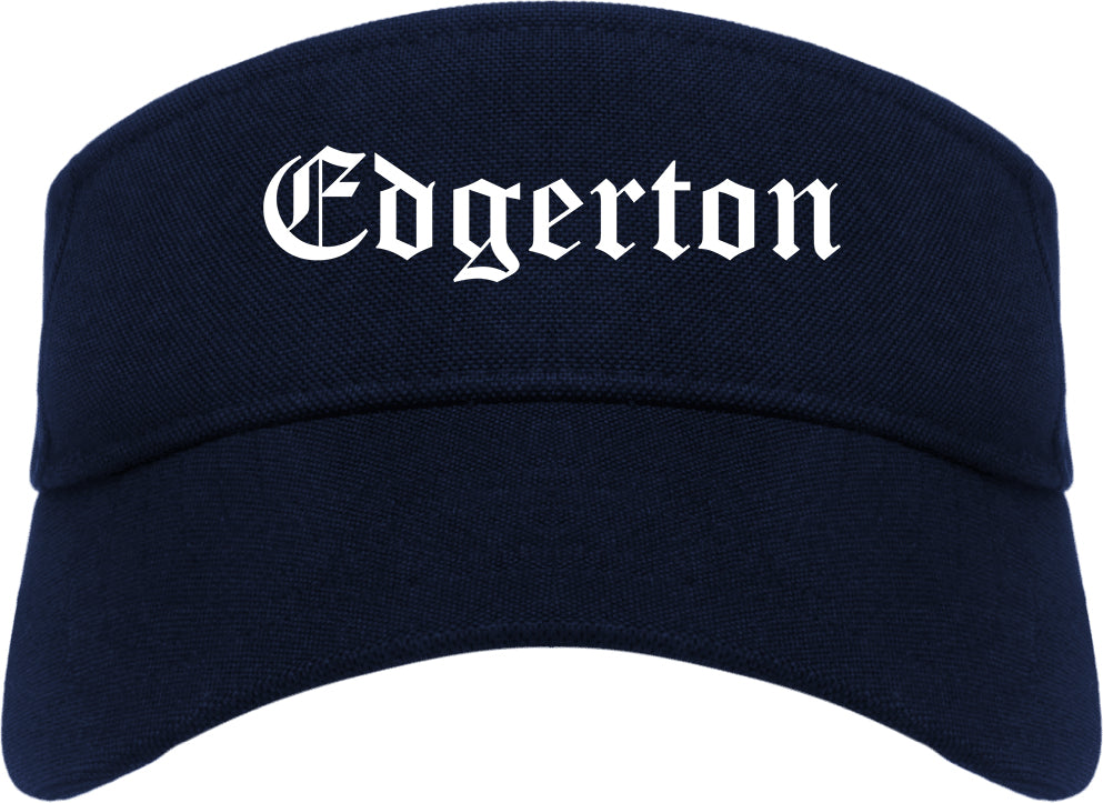 Edgerton Wisconsin WI Old English Mens Visor Cap Hat Navy Blue
