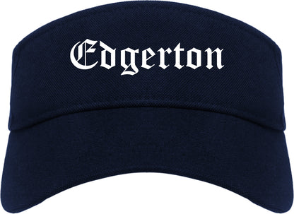 Edgerton Wisconsin WI Old English Mens Visor Cap Hat Navy Blue