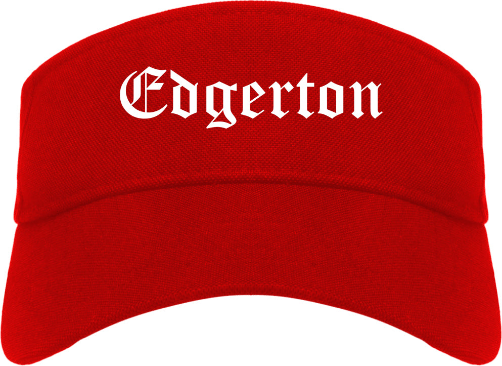 Edgerton Wisconsin WI Old English Mens Visor Cap Hat Red