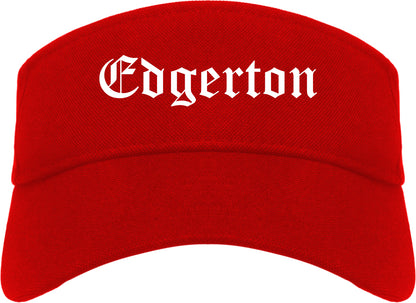 Edgerton Wisconsin WI Old English Mens Visor Cap Hat Red