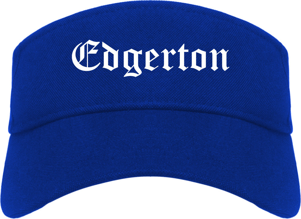 Edgerton Wisconsin WI Old English Mens Visor Cap Hat Royal Blue