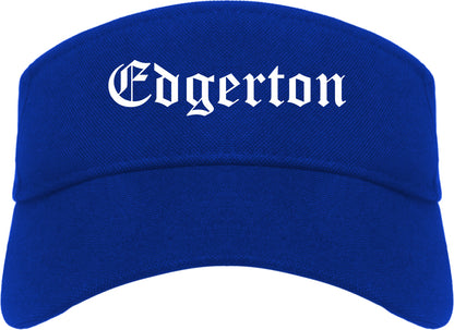 Edgerton Wisconsin WI Old English Mens Visor Cap Hat Royal Blue