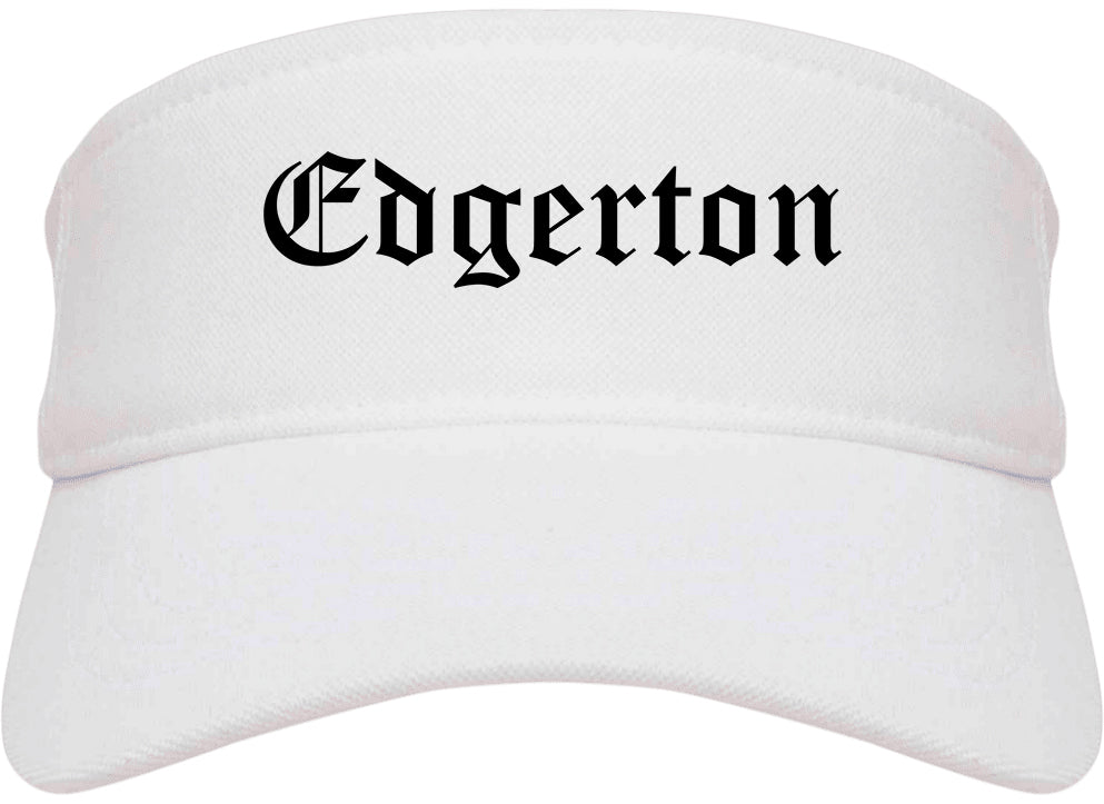 Edgerton Wisconsin WI Old English Mens Visor Cap Hat White