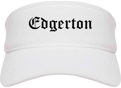 Edgerton Wisconsin WI Old English Mens Visor Cap Hat White