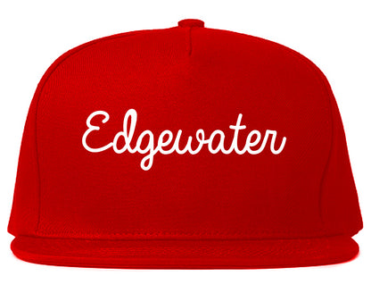 Edgewater Colorado CO Script Mens Snapback Hat Red