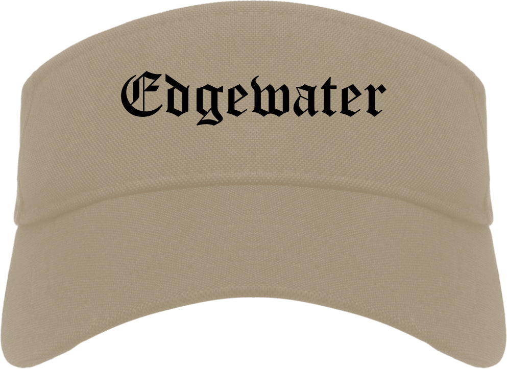 Edgewater Colorado CO Old English Mens Visor Cap Hat Khaki
