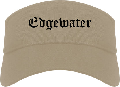 Edgewater Florida FL Old English Mens Visor Cap Hat Khaki