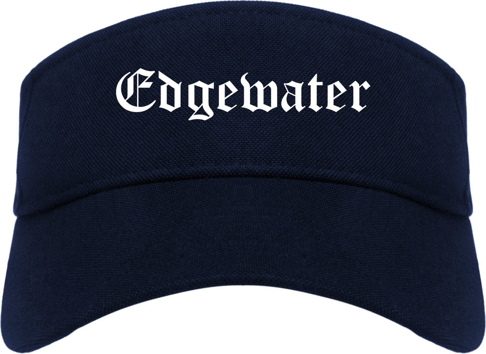 Edgewater Florida FL Old English Mens Visor Cap Hat Navy Blue