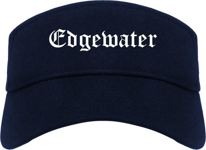 Edgewater Florida FL Old English Mens Visor Cap Hat Navy Blue