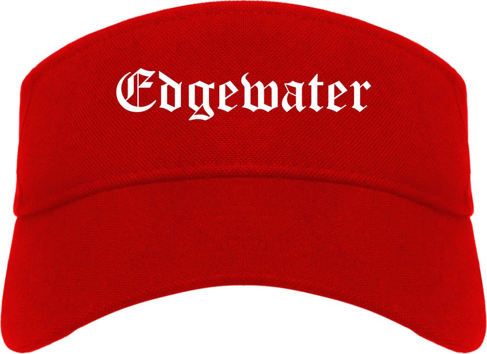 Edgewater Florida FL Old English Mens Visor Cap Hat Red