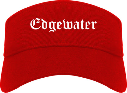 Edgewater Florida FL Old English Mens Visor Cap Hat Red