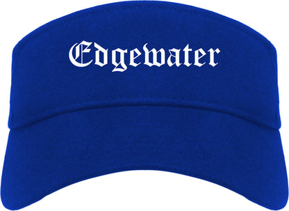 Edgewater Florida FL Old English Mens Visor Cap Hat Royal Blue