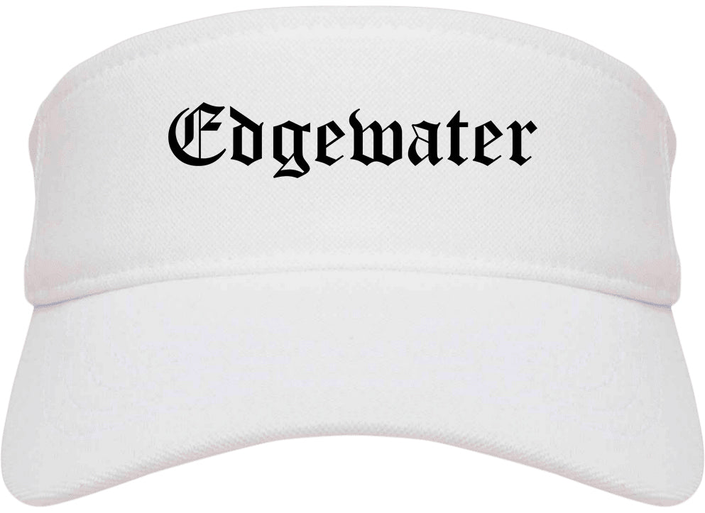 Edgewater Florida FL Old English Mens Visor Cap Hat White