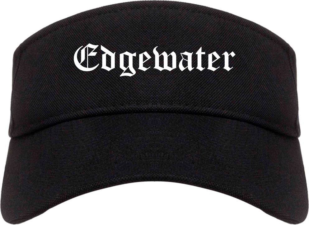 Edgewater New Jersey NJ Old English Mens Visor Cap Hat Black