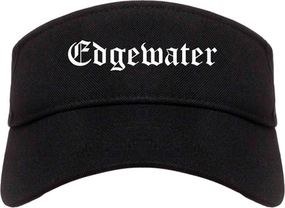 Edgewater New Jersey NJ Old English Mens Visor Cap Hat Black