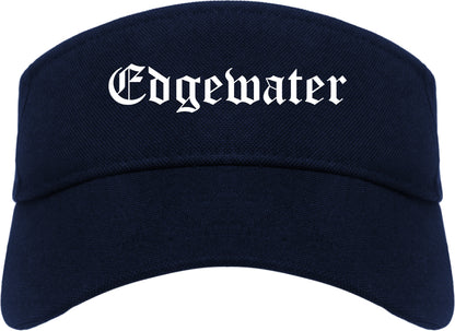 Edgewater New Jersey NJ Old English Mens Visor Cap Hat Navy Blue