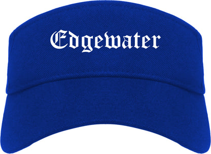 Edgewater New Jersey NJ Old English Mens Visor Cap Hat Royal Blue
